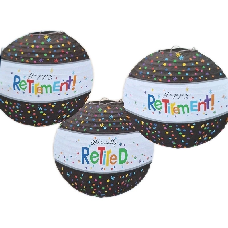 RETIREMENT PAPER LANTERNS (3) ~ Adult Party Supplies Hanging Decoration (B84)
