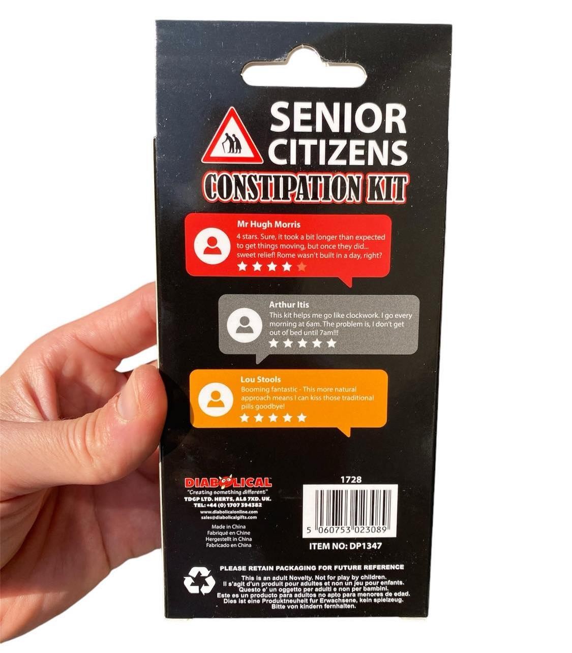Senior Citizens Constipation Kit – Over the Hill – Old Birthday Gag Joke Gift