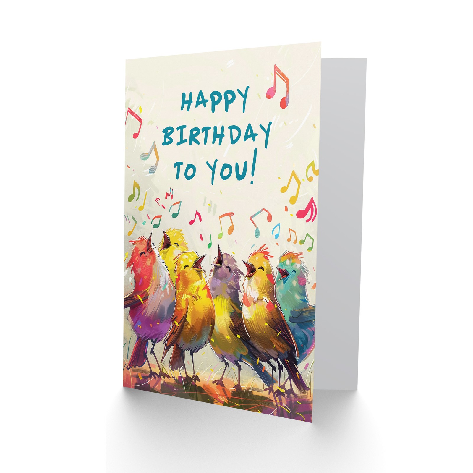 Birthday Card Colourful Birds Singing Happy Birthday Illustration For Girl Boy