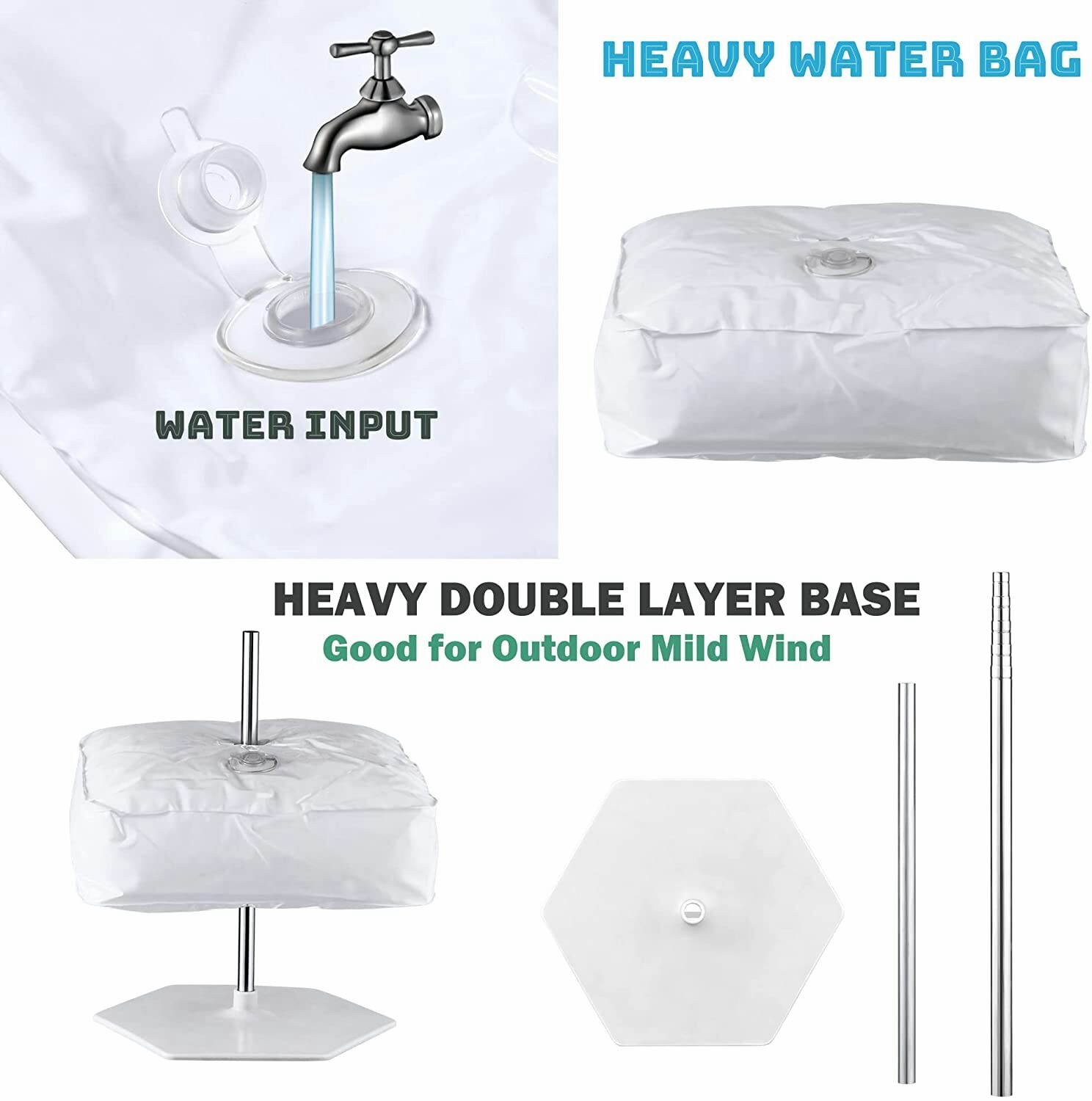 2 Set Balloon Column Stand Kit with Extendable Metal Pole and Heavy Water Bases