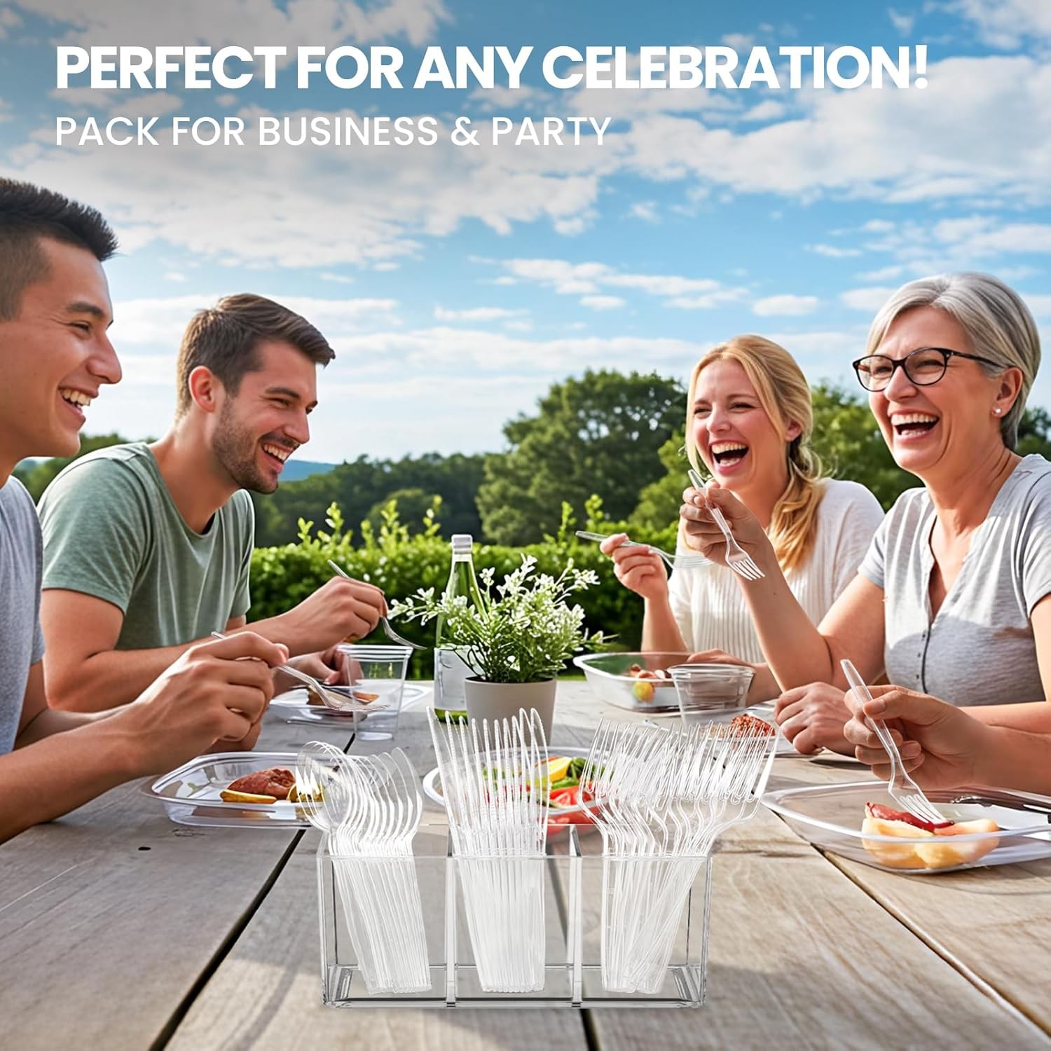 400 Count Heavy Duty Plastic Silverware, 150 Forks, 150 Spoons and 100 Knives