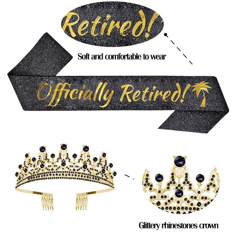 Officially Retired Crown Sash Set Women Retirement Tiara & Sash Set for Retir…