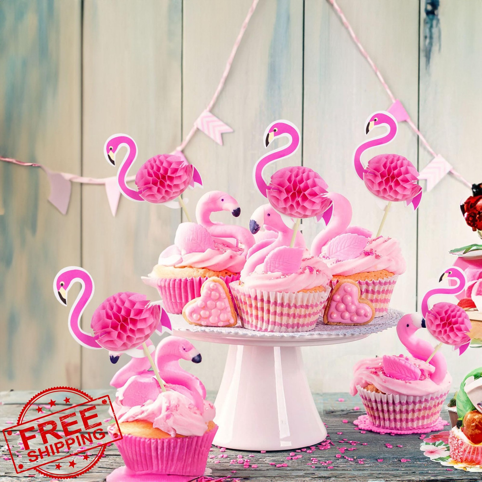 Ephlyn 3d Flamingo Cupcake Toppers