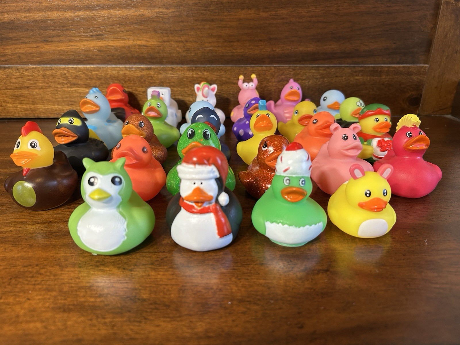 Lot of 28 Rubber Ducks Assorted Costumes Themes Holidays Jeep Bath Floaters 2+”