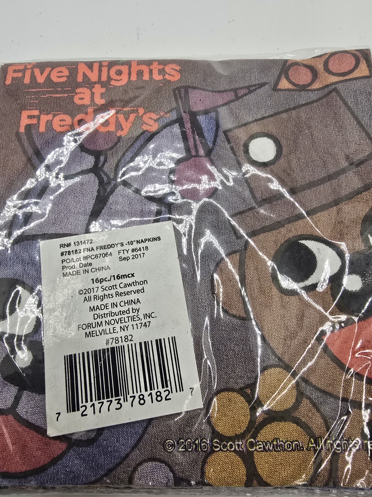 Five Nights at Freddy’s Napkins Party Supplies Pack of 16 Forum Novelties 2016
