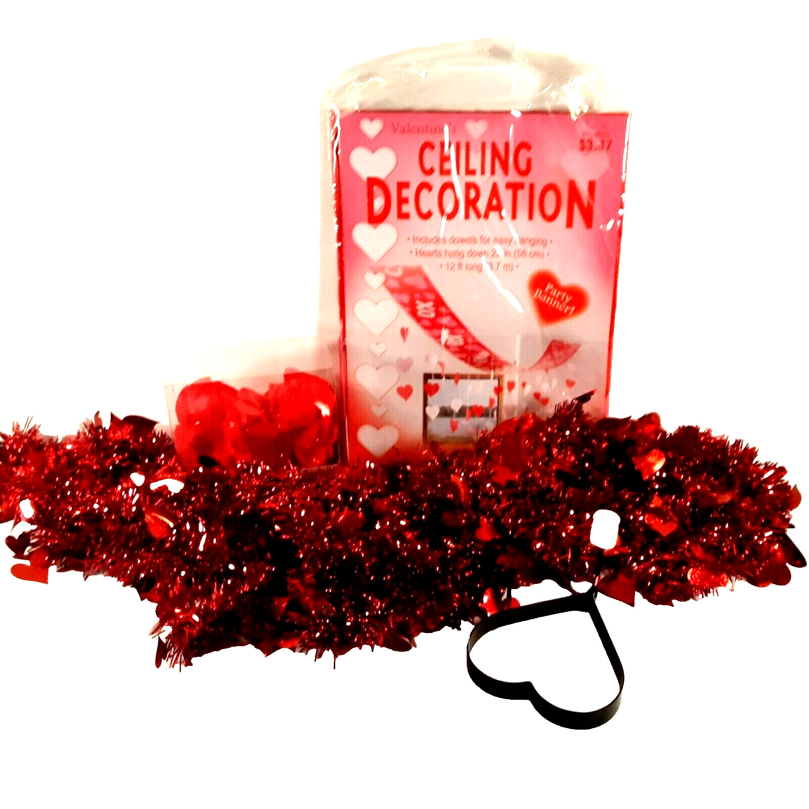Valentine Party Decor – Banner & Garland Rose Petals – Heart Shape Pancake Form