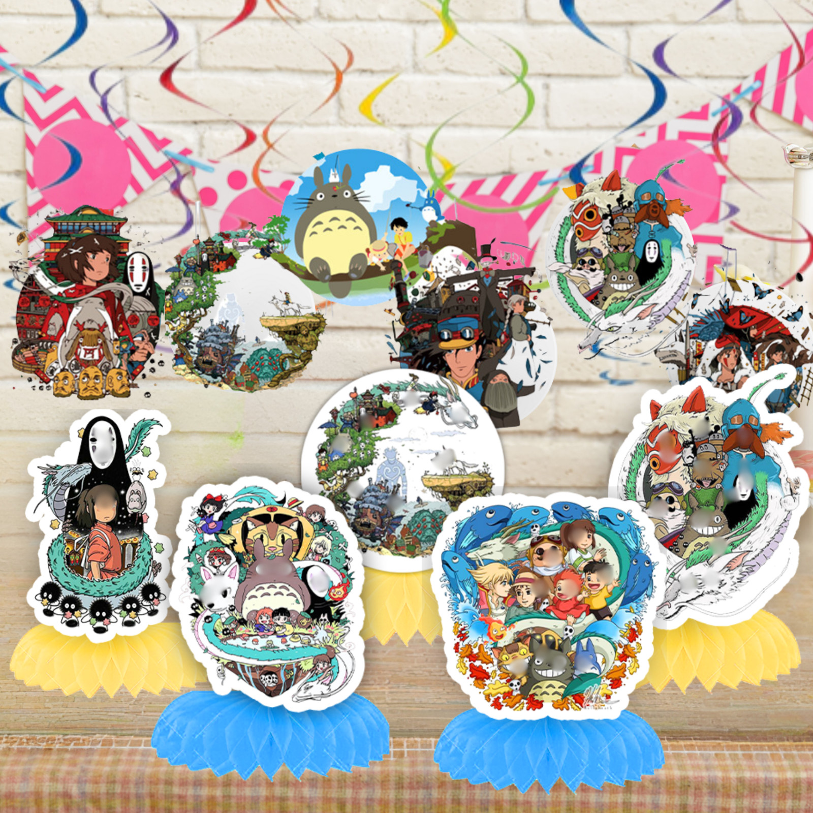 GHIBLI STUDIO Party Supplies happy birthday centerpiece decoration cup plate