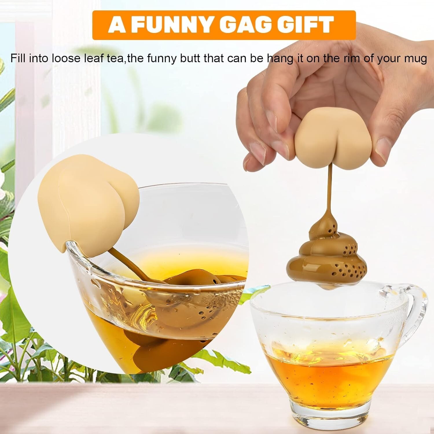 Gross Funny Prank Tricks Party Novelty Gag Gift – SILICON POOP BUTT TEA INFUSER