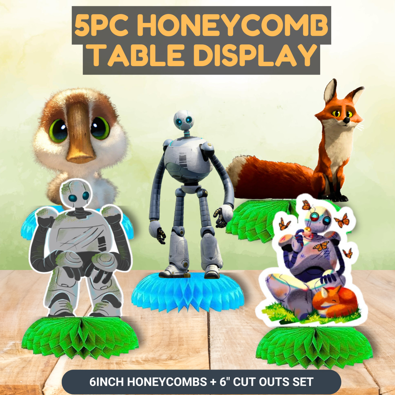 The Wild Robot Party Supplies happy birthday centerpiece decoration cup plate