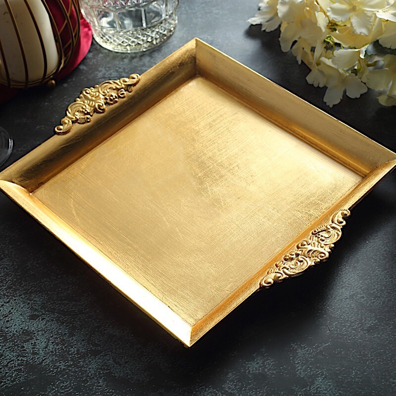 10×10-Inch Square Charger Plates Embossed Rim Supplies Wedding Party Sale