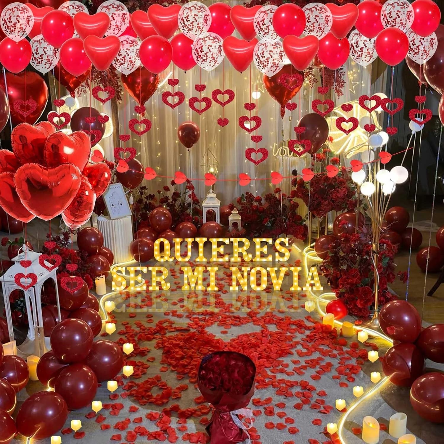 17Pcs 6.3″ Letter Sig,Quieres Ser Mi Novia Light Up Letters Proposal Decorations