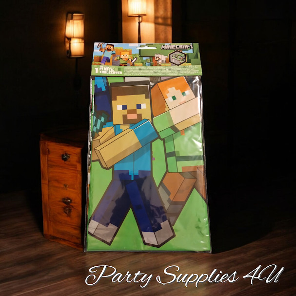 Minecraft Plastic Tablecover/Cloth/Boys/Gaming/Xbox/PS5/Blocks/Party/180cm