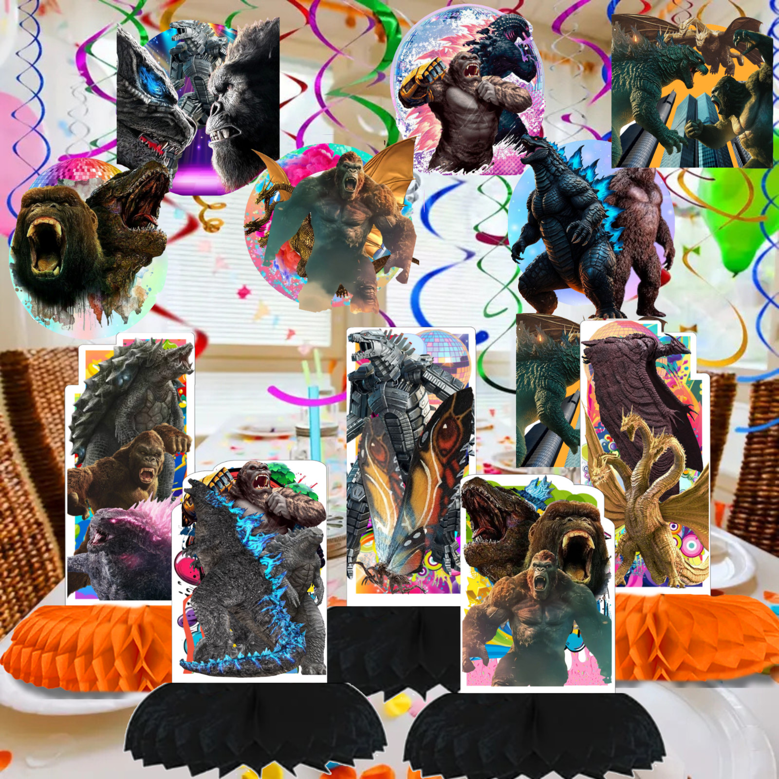GODZILLA KING KONG plate birthday party supplies favor centerpiece decoration