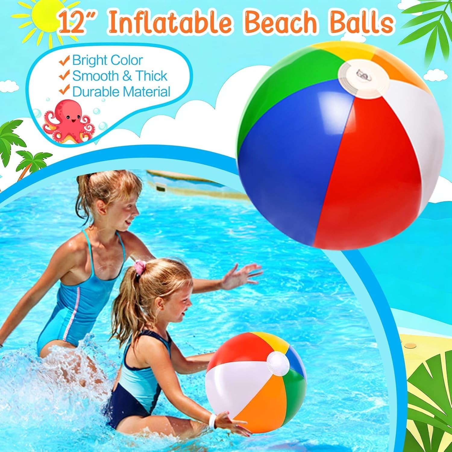 Beach Pool Party Favors Bulk, 24 Pack Summer Party Favors with Beach Balls Sl…