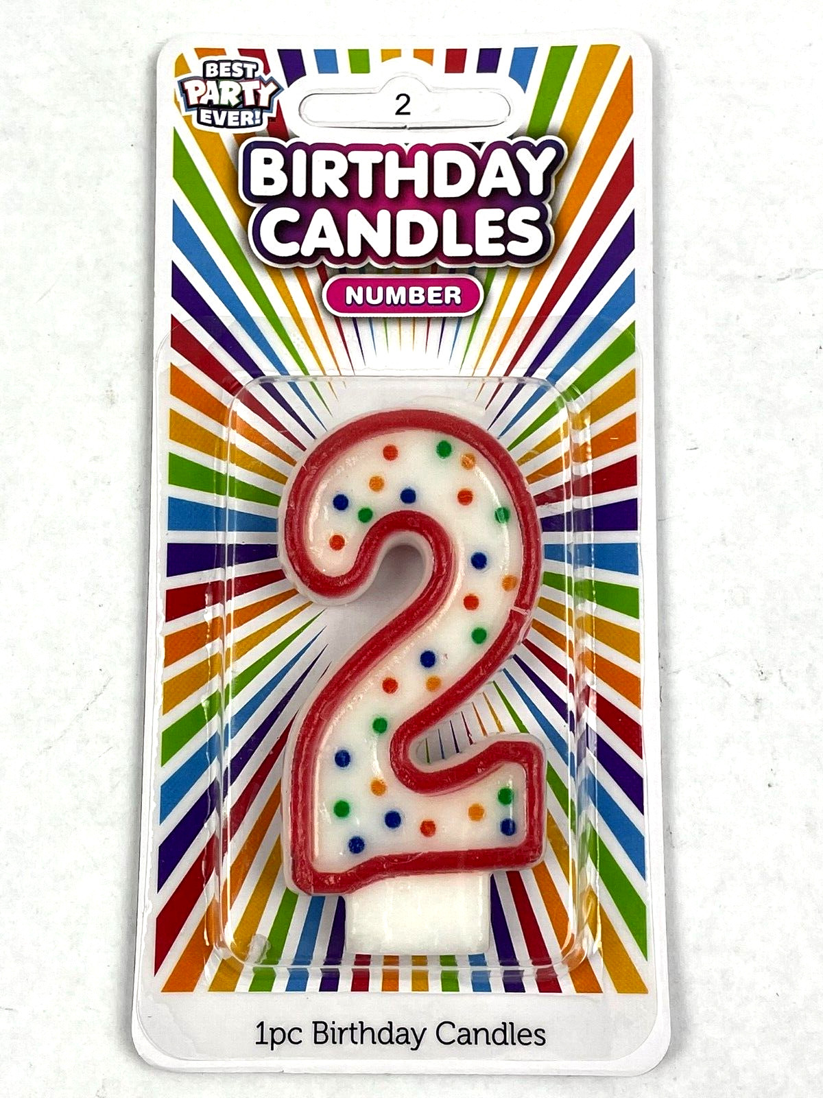 Birthday Party Candle Number 0-9 Multi Colored Candles Polka Numbers Celebration