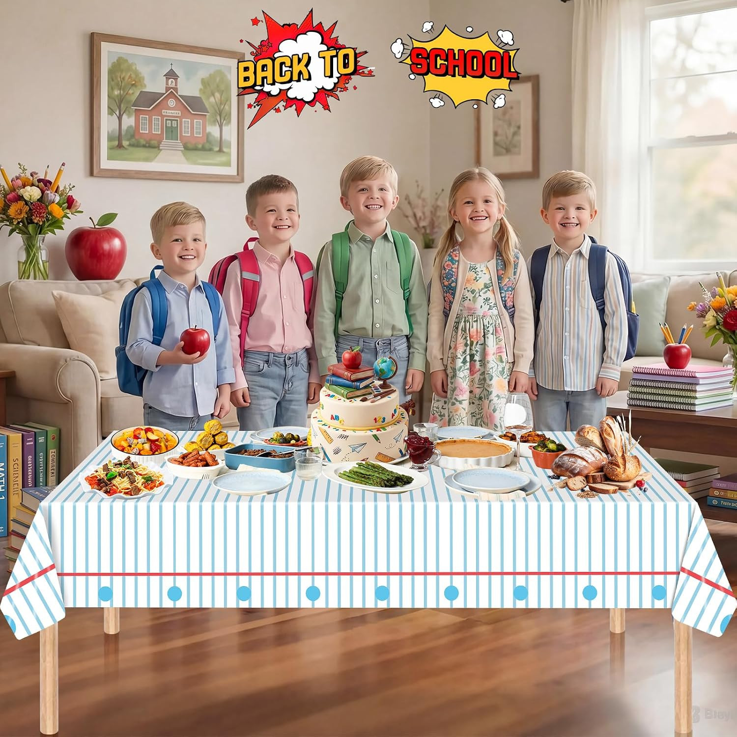 3 Pcs Back to School Decorations Tablecloth – Disposable Plastic Notebook Paper