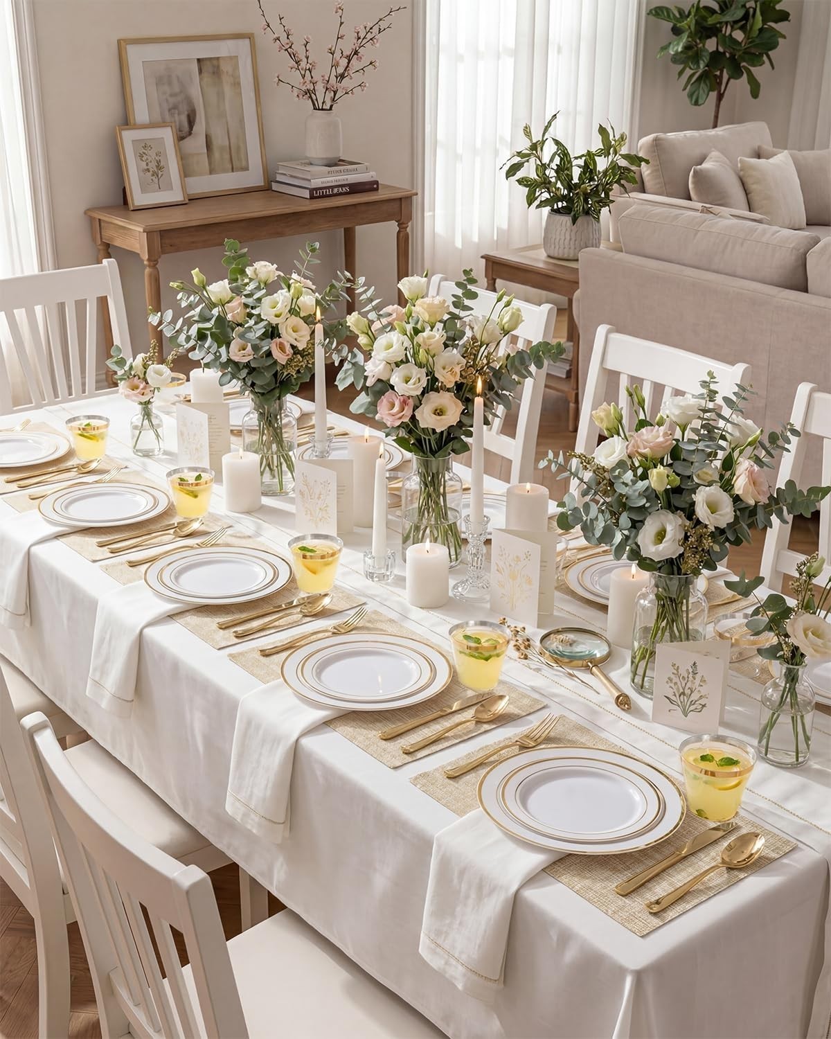 Stylish Gold Rimmed Plastic Plates – 300PCs Party Dinner Set