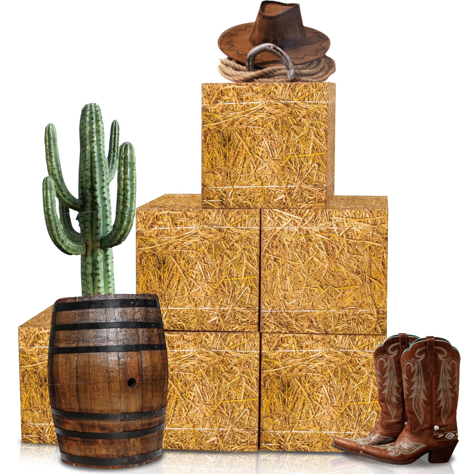 10 Pcs Cowboy Party Decorations Set, 6 Pcs Hay Bales Boxes and 4 Pcs Western …