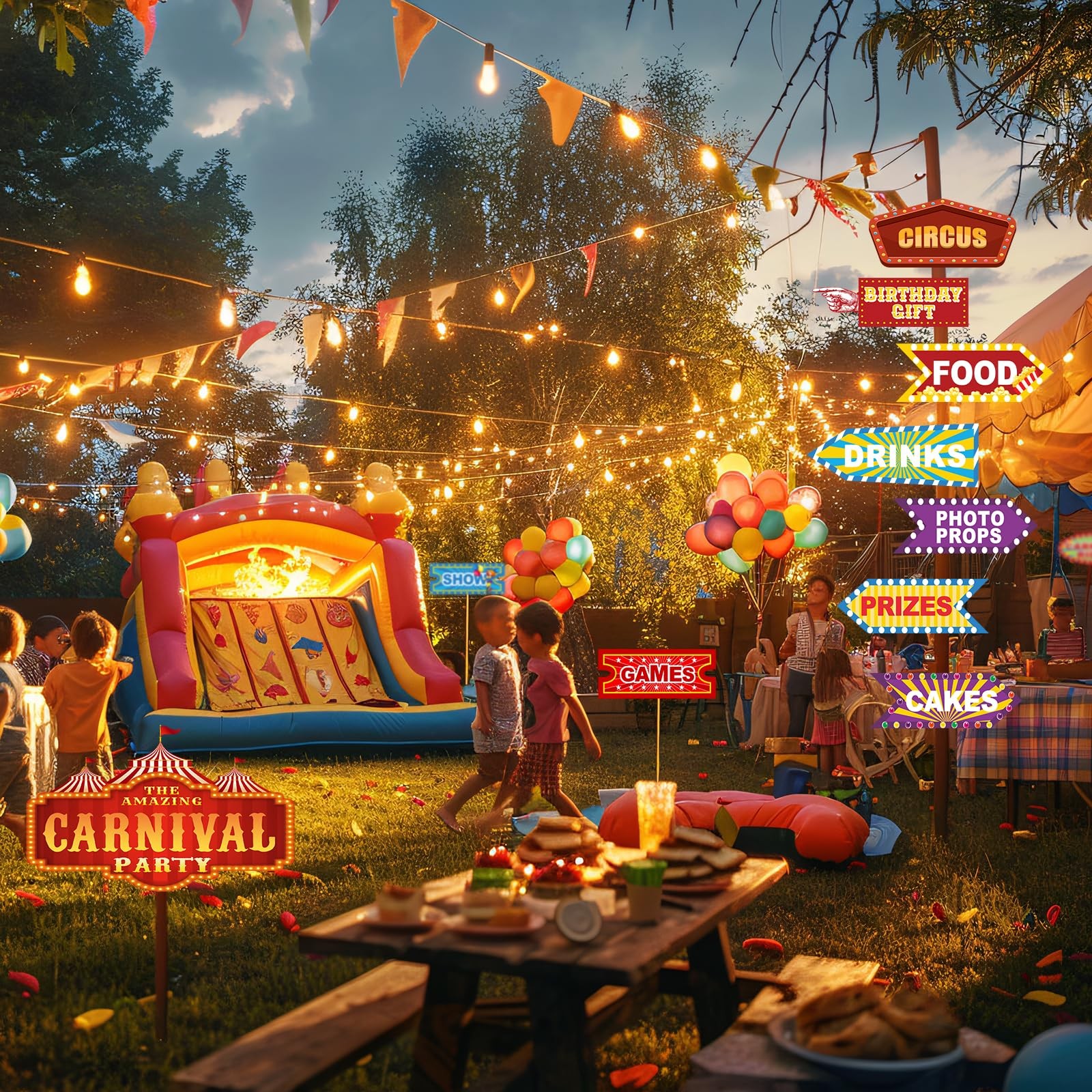30 Pieces Circus Carnival Party Decoration Directional Signs Decor Theme