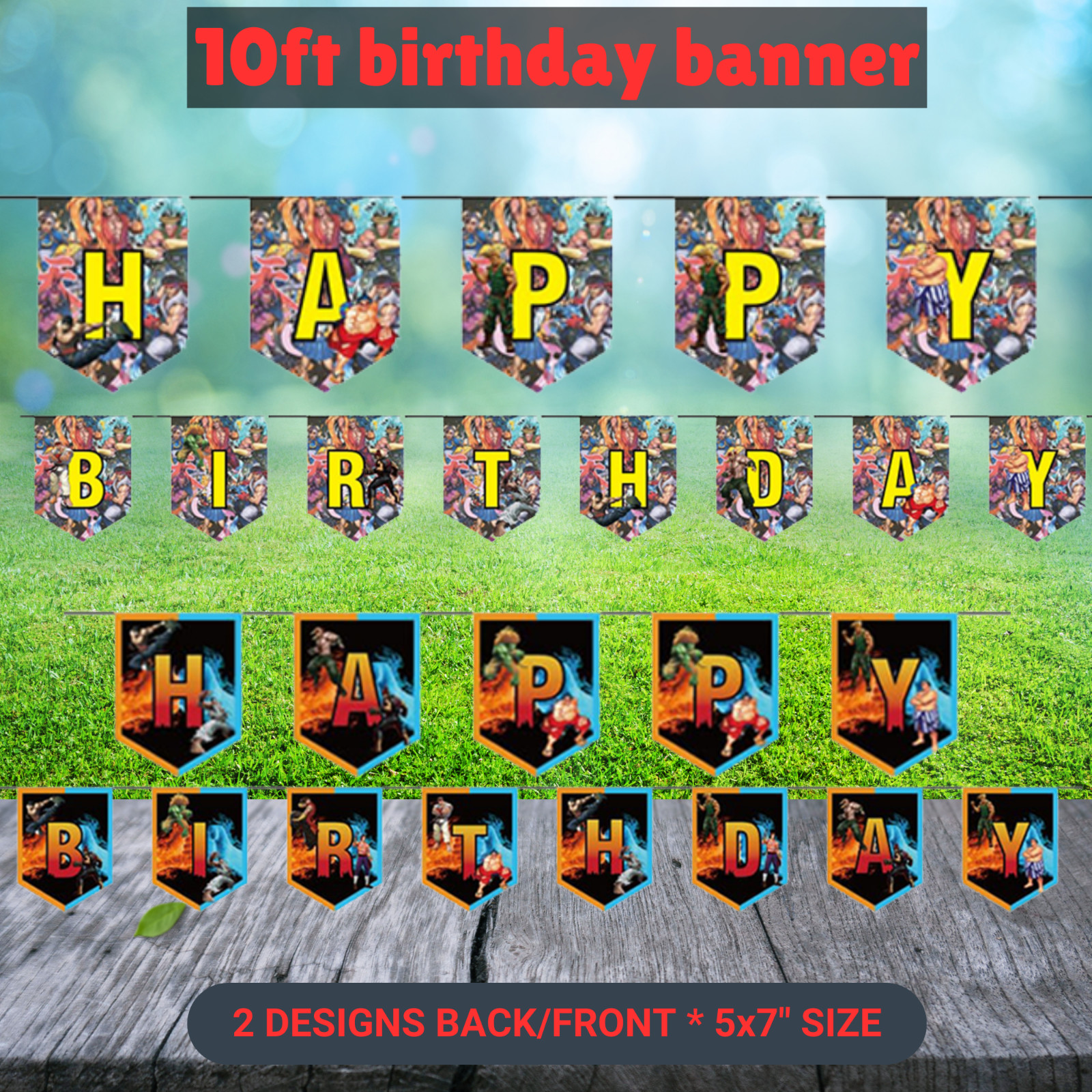STREET FIGHTER balloon Cupcake Topper Party Decoration Supplies birthday banner