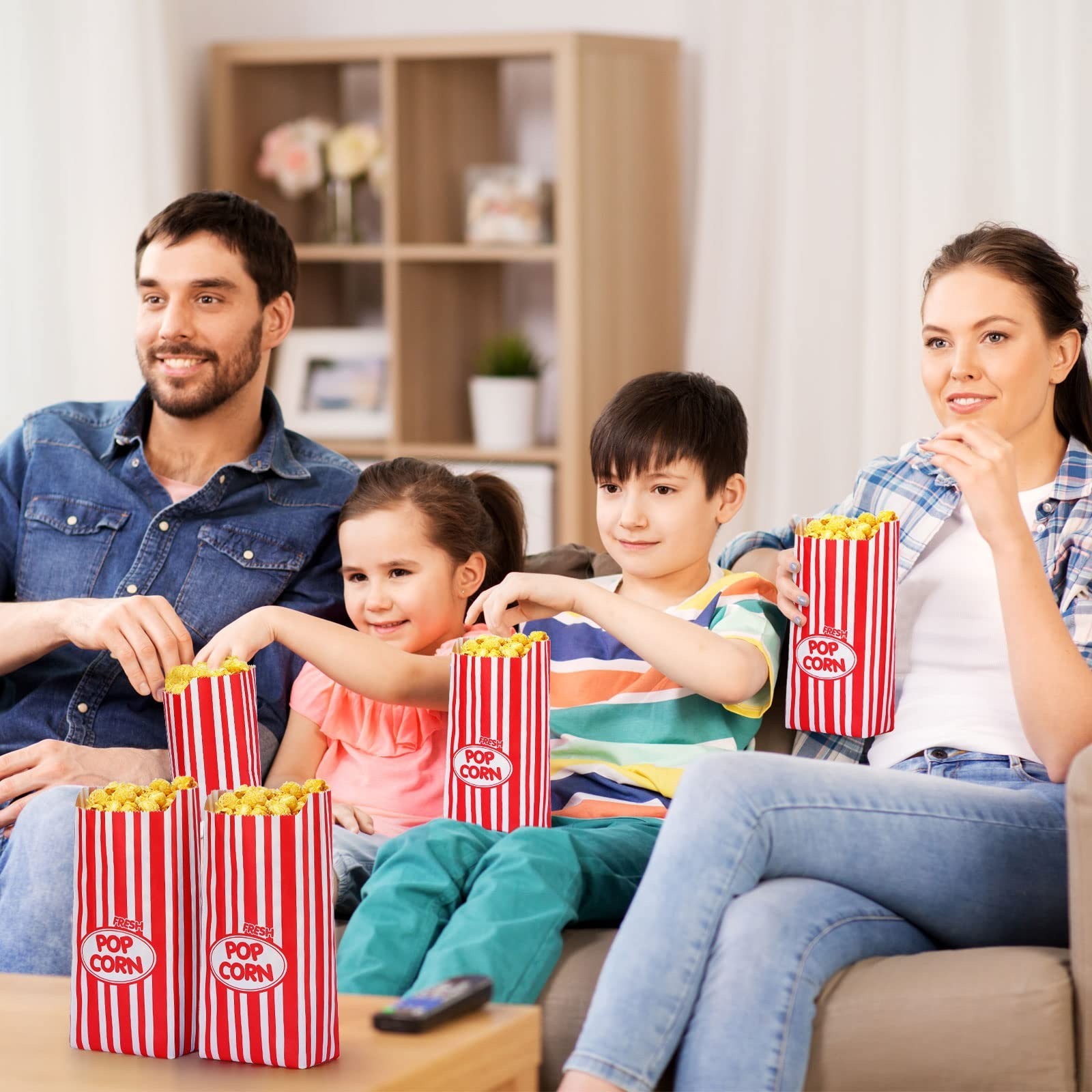 1000 Pcs 2oz Red Retro Striped Popcorn Bags – Disposable Party Favors for Events