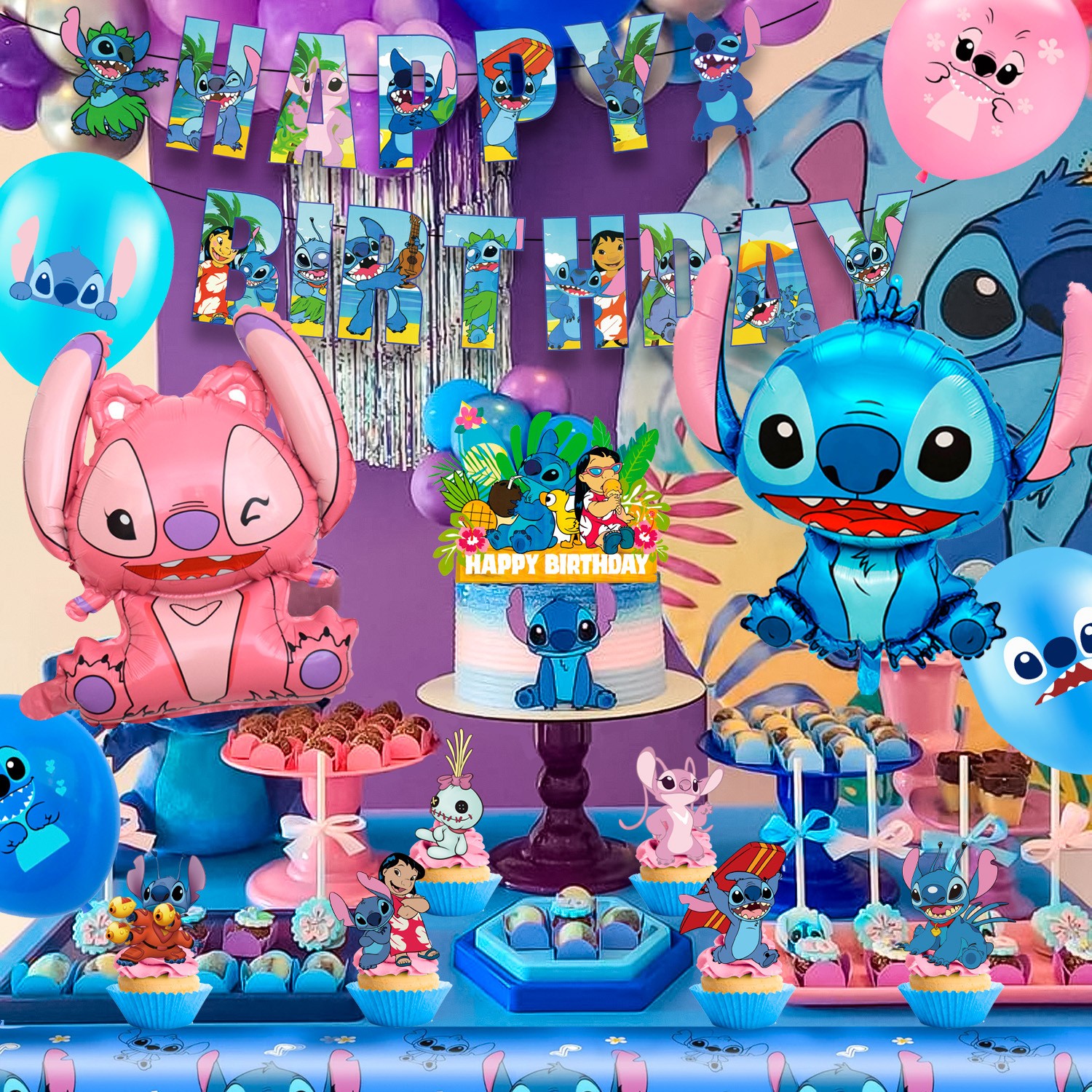 Lilo and Stitch Party Supplies Stitch Birthday Decorations Balloons Set Backdrop