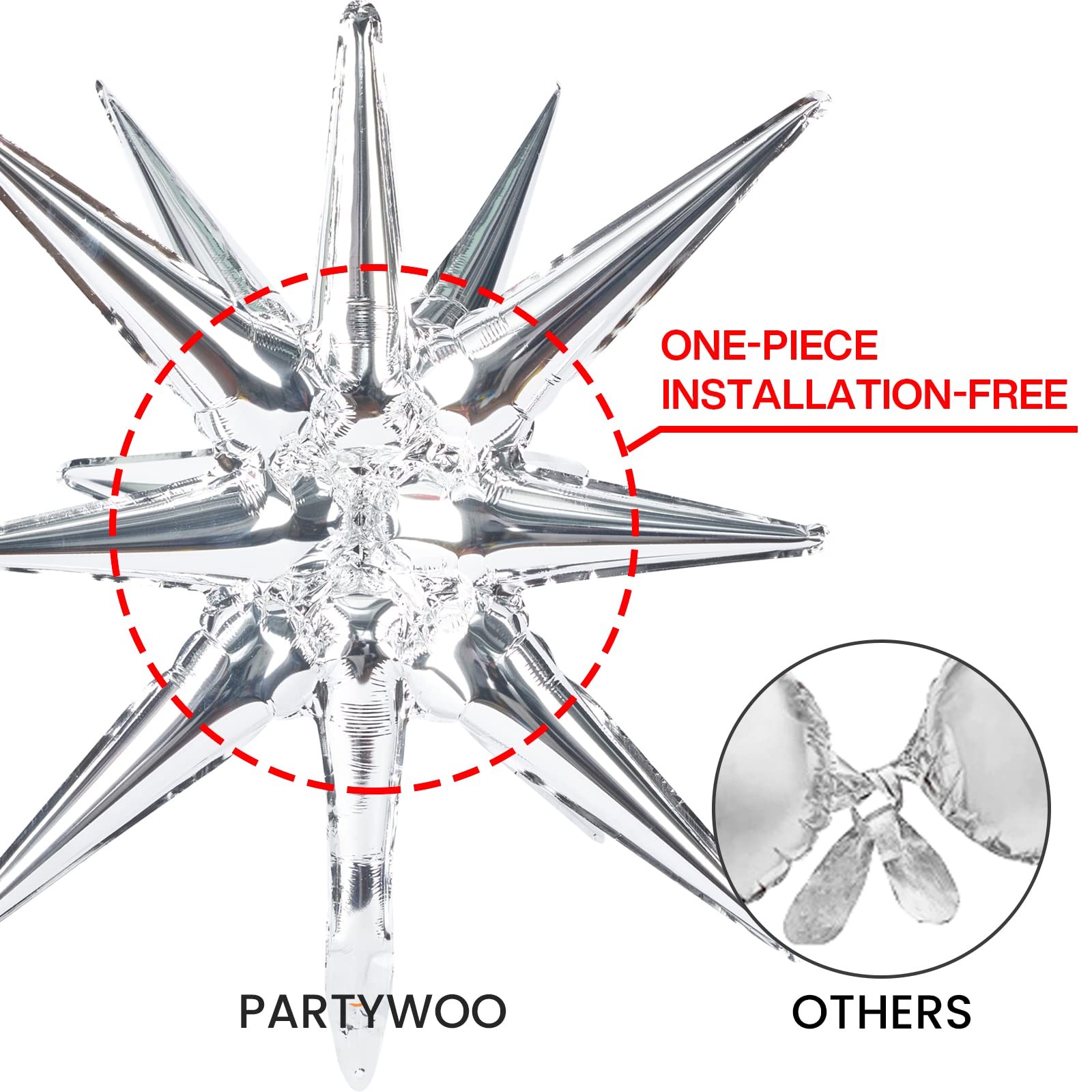 Metallic Silver Star Foil Balloons 6 Pcs Mylar Party Decor Globos Estrella Plata