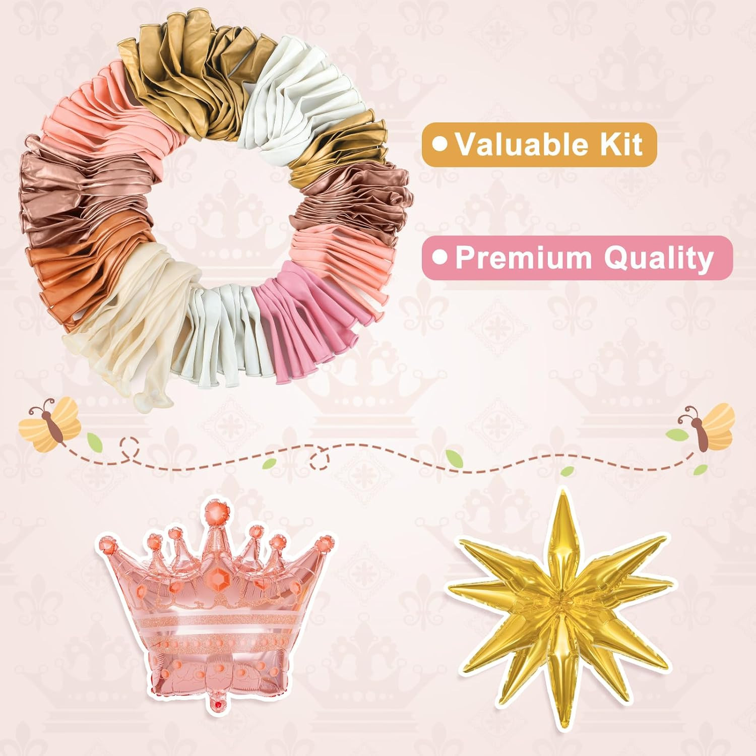 154Pcs Rose Gold Balloons Arch Garland Kit, Bachelorette Pink and Gold Confetti