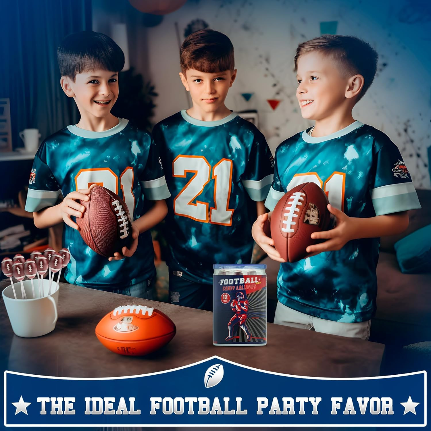 Football Lollipops 12Pk- Raspberry Football Candy for Football Party Favors & Pa