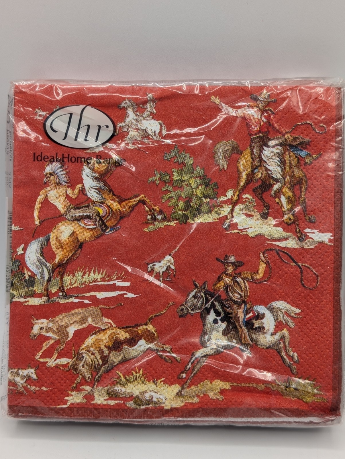 Napkins Wild West Red Cowboys Indians (20) 5×5″ Cocktail Paper IHR Germany