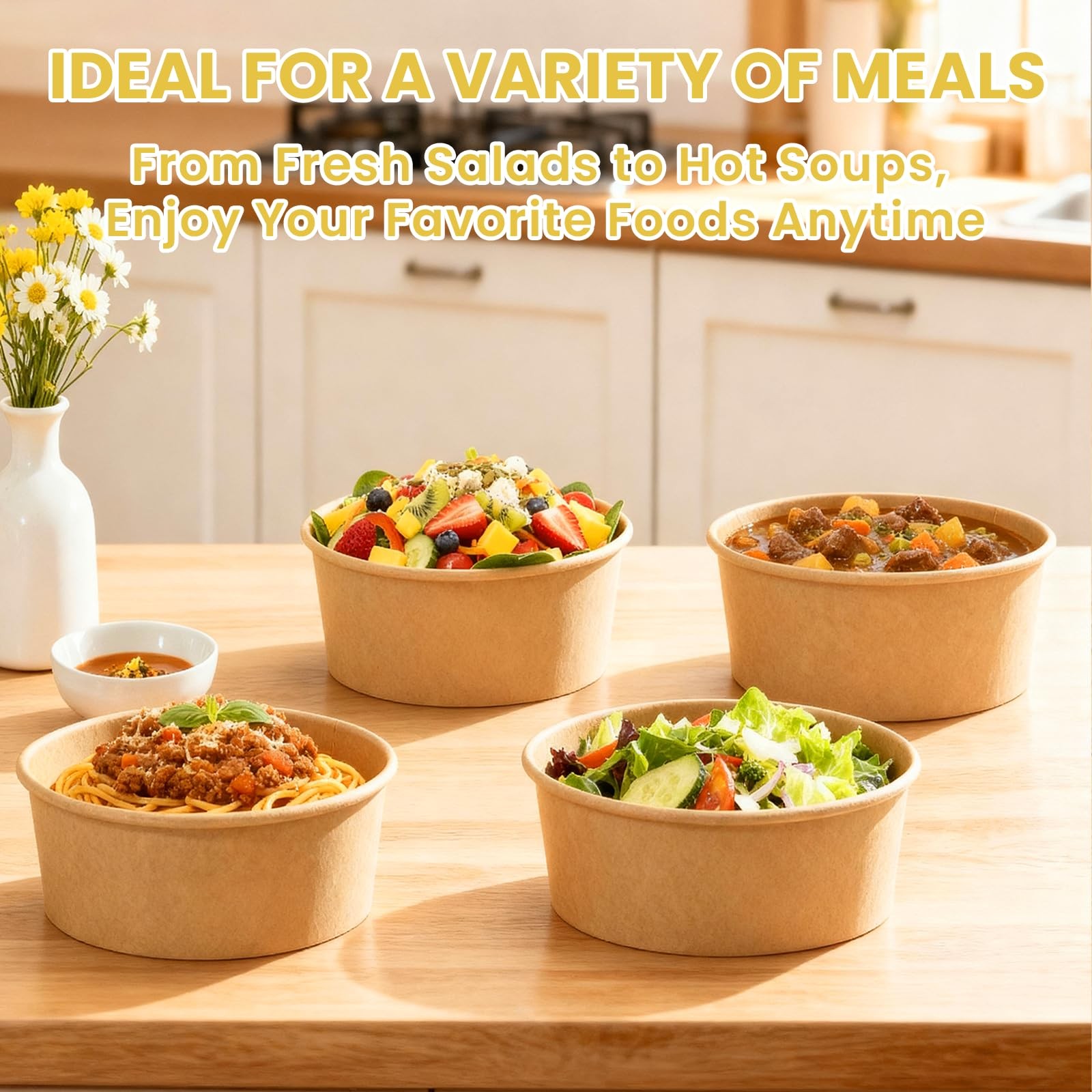 50 Count 34 oz Disposable Meal Prep Containers with Lids, Soup Serving Bowls …