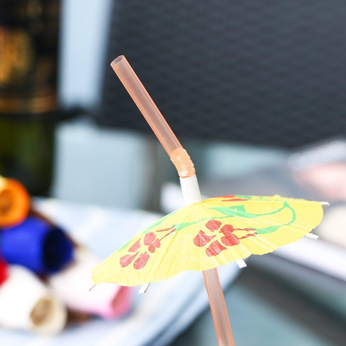 ALINK 50 Umbrella Parasol Drinking Straws, Hawaiian Beach Cocktail Luau Party De