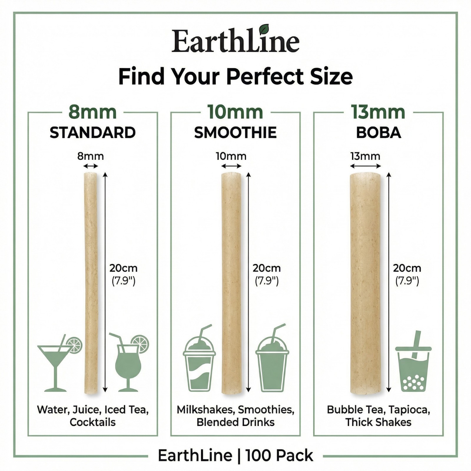 Biodegradable Rice Straws 100 Pack Plastic Free Eco Friendly Drinking Straws