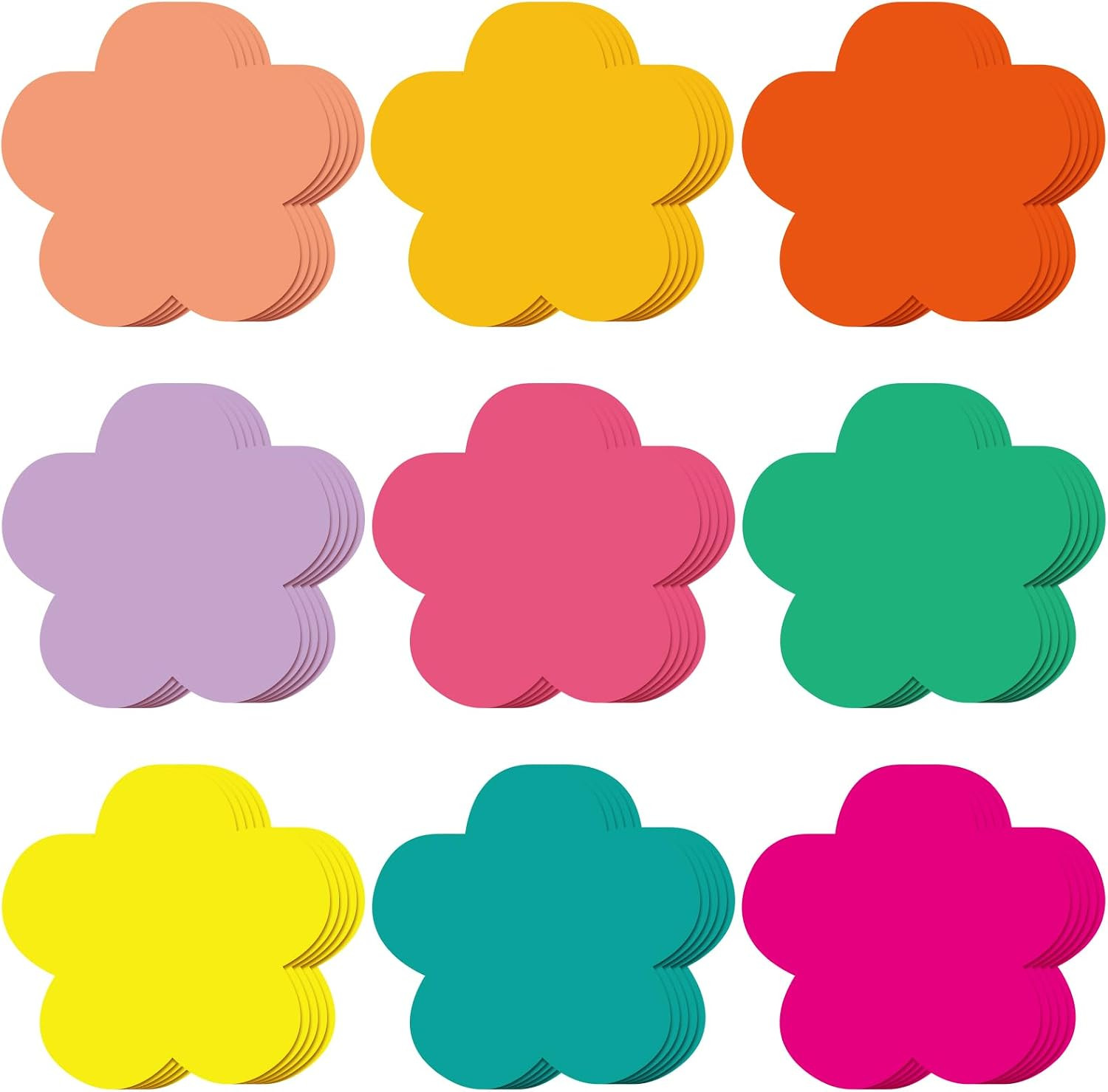 108 Pcs Colorful 5.5 Inch Flower Cutouts Paper Spring Summer Bulletin Board Deco