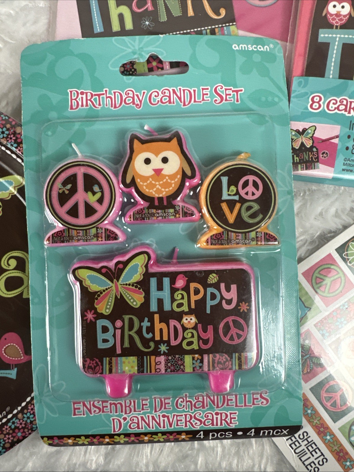 Hippie Chick Peace Owl Pink Brown Retro Birthday Party Kit Decorations Favors 16