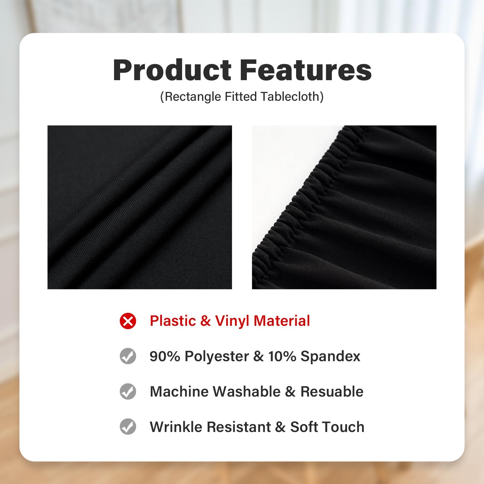 NEWISHER Fitted Rectangle Tablecloth 42 x 72 Inch Elastic Table Cloth Stretch Sp