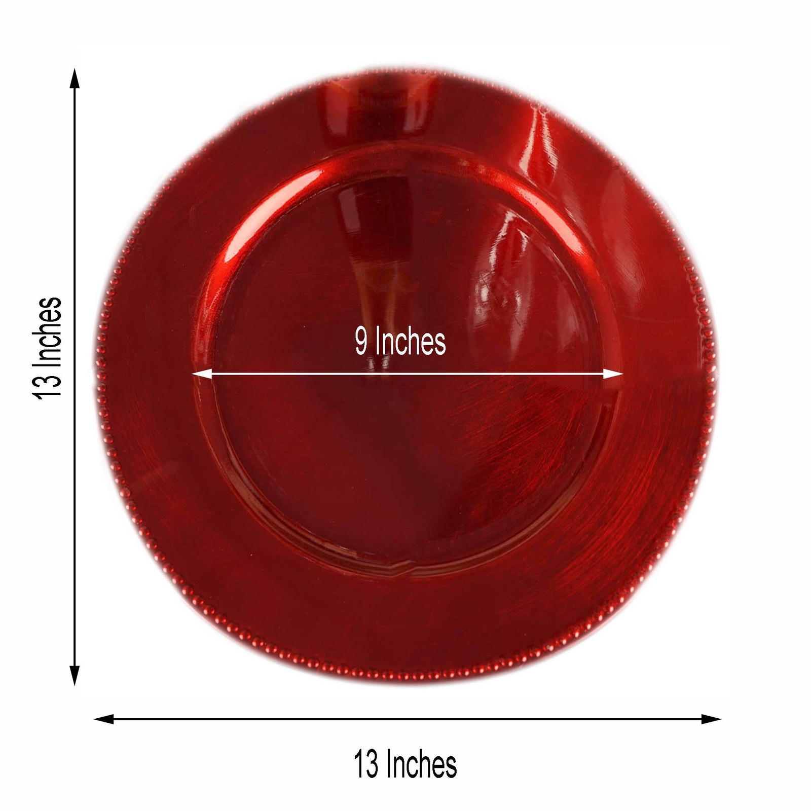 24 pcs 13″ Red BEADED Round CHARGER PLATES Wedding Party Dinner Supplies