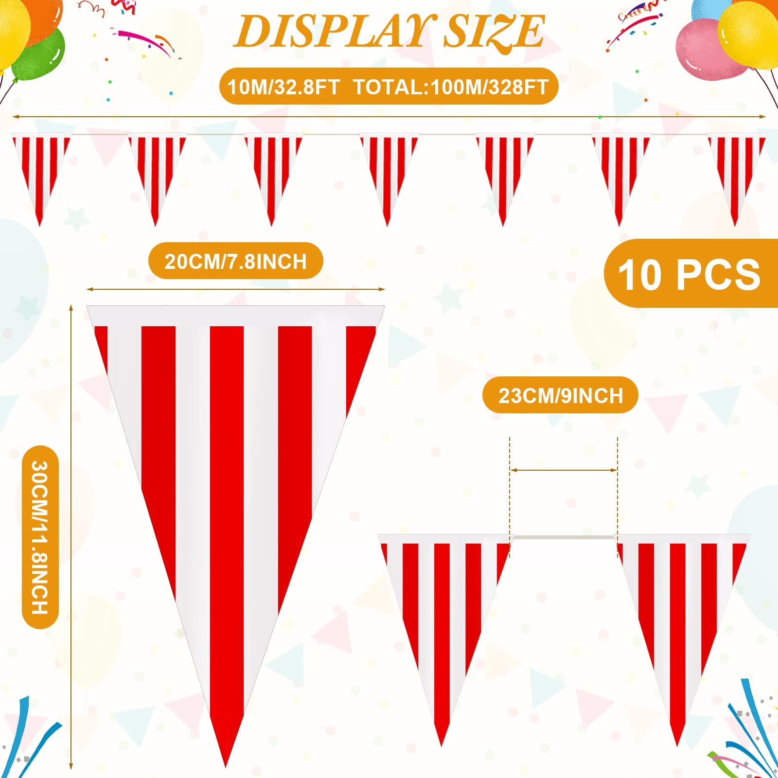 328ft 200 Pcs Carnival Circus Party Decorations Supplies, Red and White Strip…