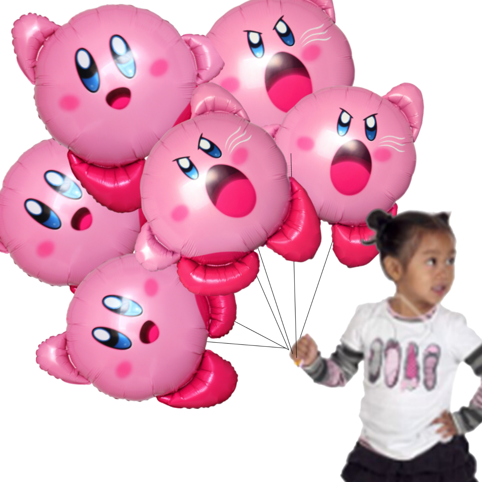 KIRBY STAR GAME pink foil balloon birthday party supplies centerpiece decoration