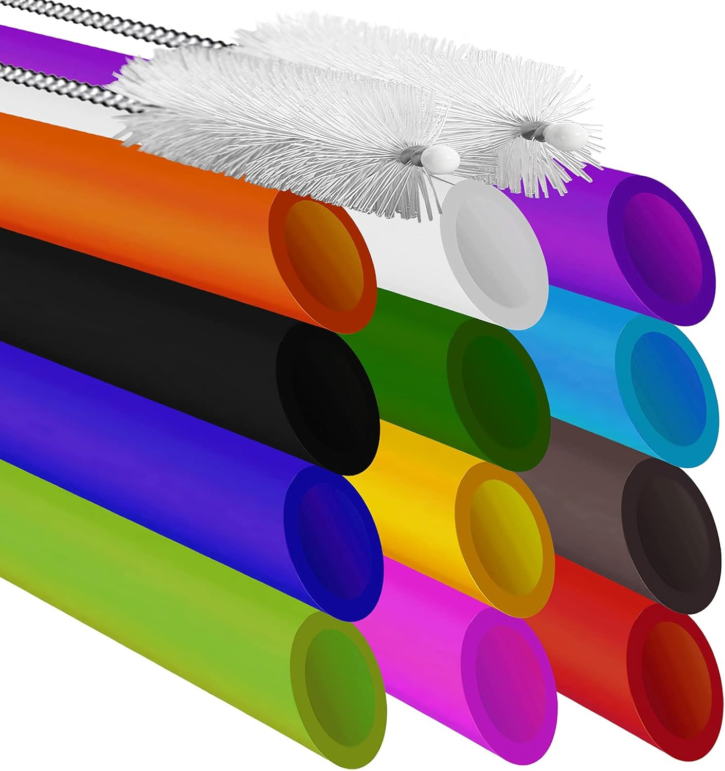 ALINK 12 PCS Reusable Boba Straws, 10.5 Long X 0.51 Wide Colored Plastic Smoothi