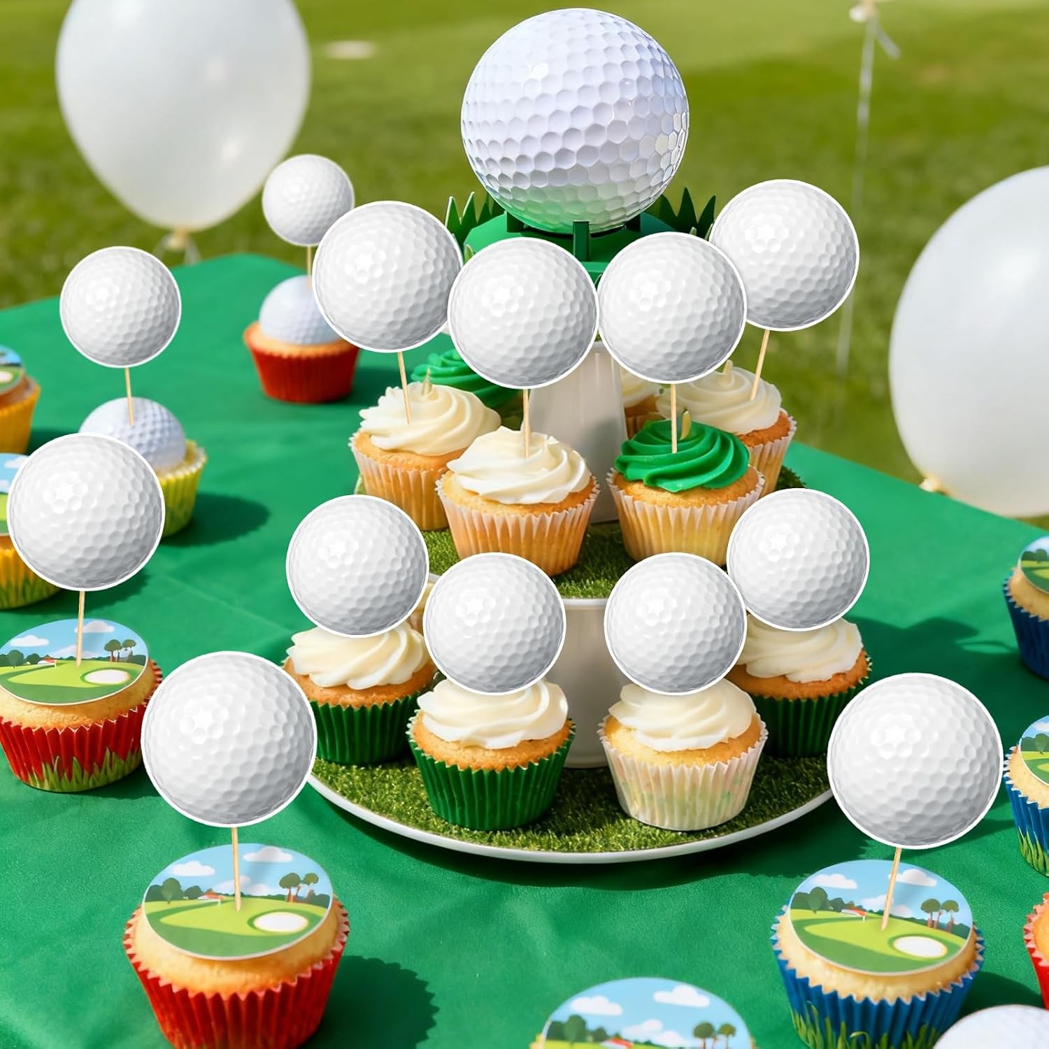 40 Pcs Golf Cupcake Toppers, Sports Birthday Party Decorations for Boys