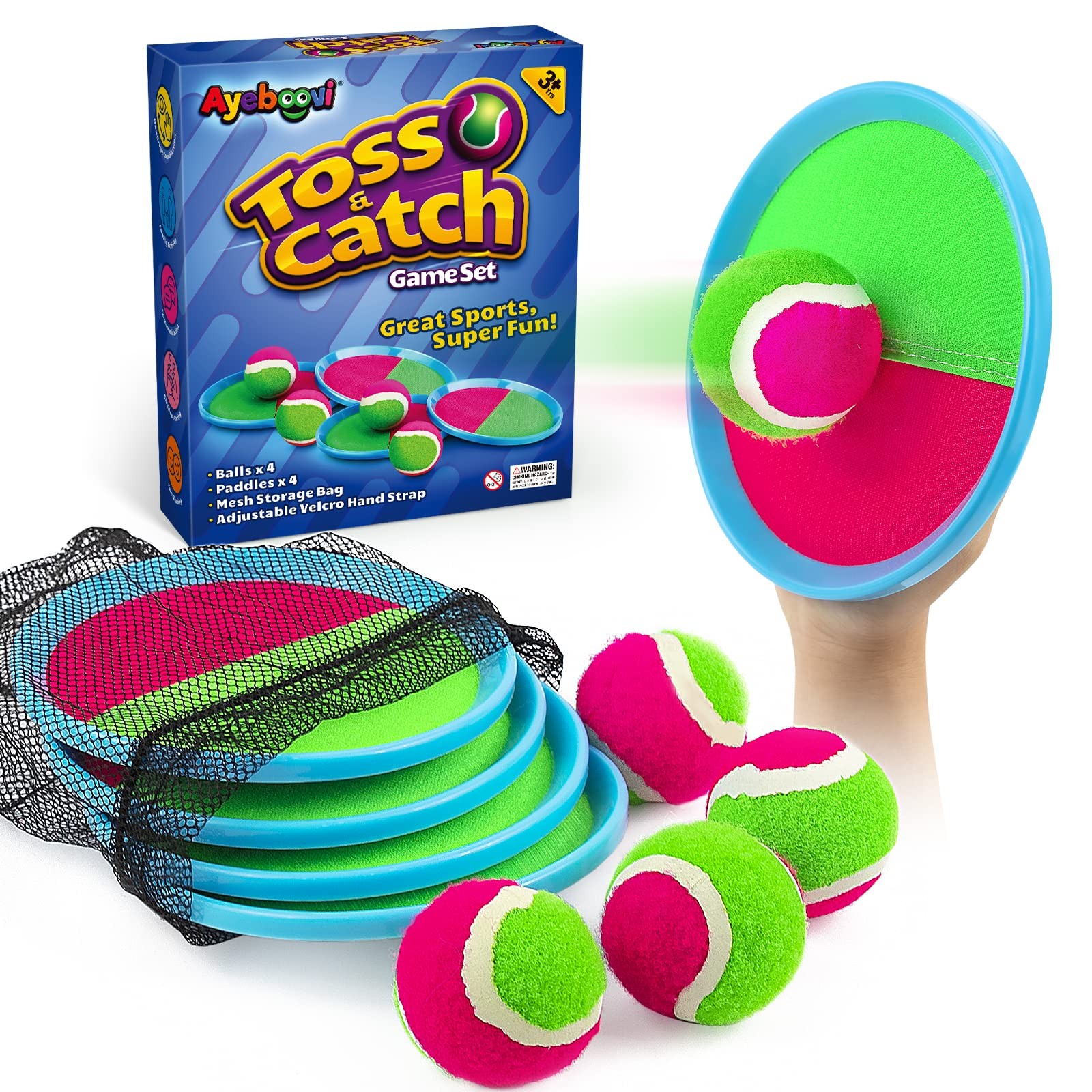Ayeboovi Toss and Catch Ball Game Outdoor Toys for Kids Yard Games Beach Blue