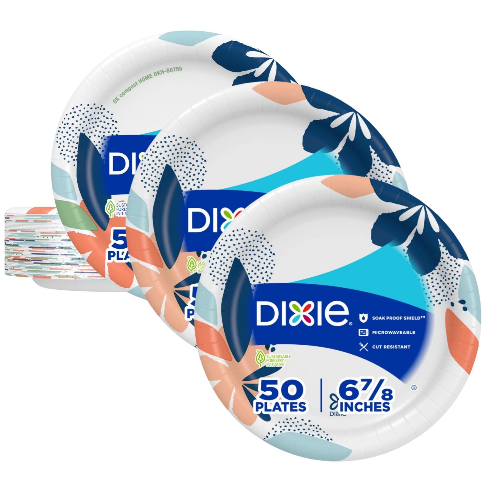 Dixie Disposable Paper Plates, 7 in, 50 count (Pack of 3 )