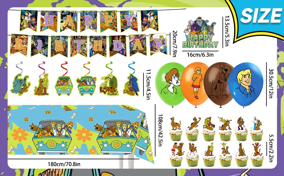 33 Pcs ScoobyDoo Party Decorations Birthday Party Supplies Banner Cake Topper