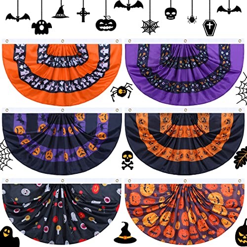 6 Pack Halloween Bunting Flag Halloween Decoration Outdoor Pleated Half Fan