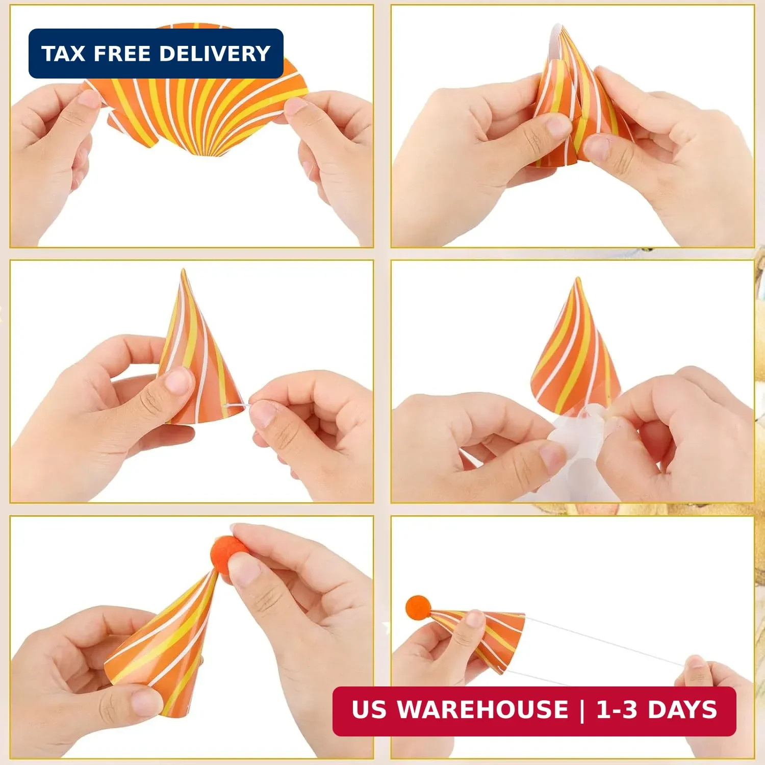 10 PCS Colorful Mini Party Hats for Stuffed Animals Lovely Paper Cone Tiny Birth