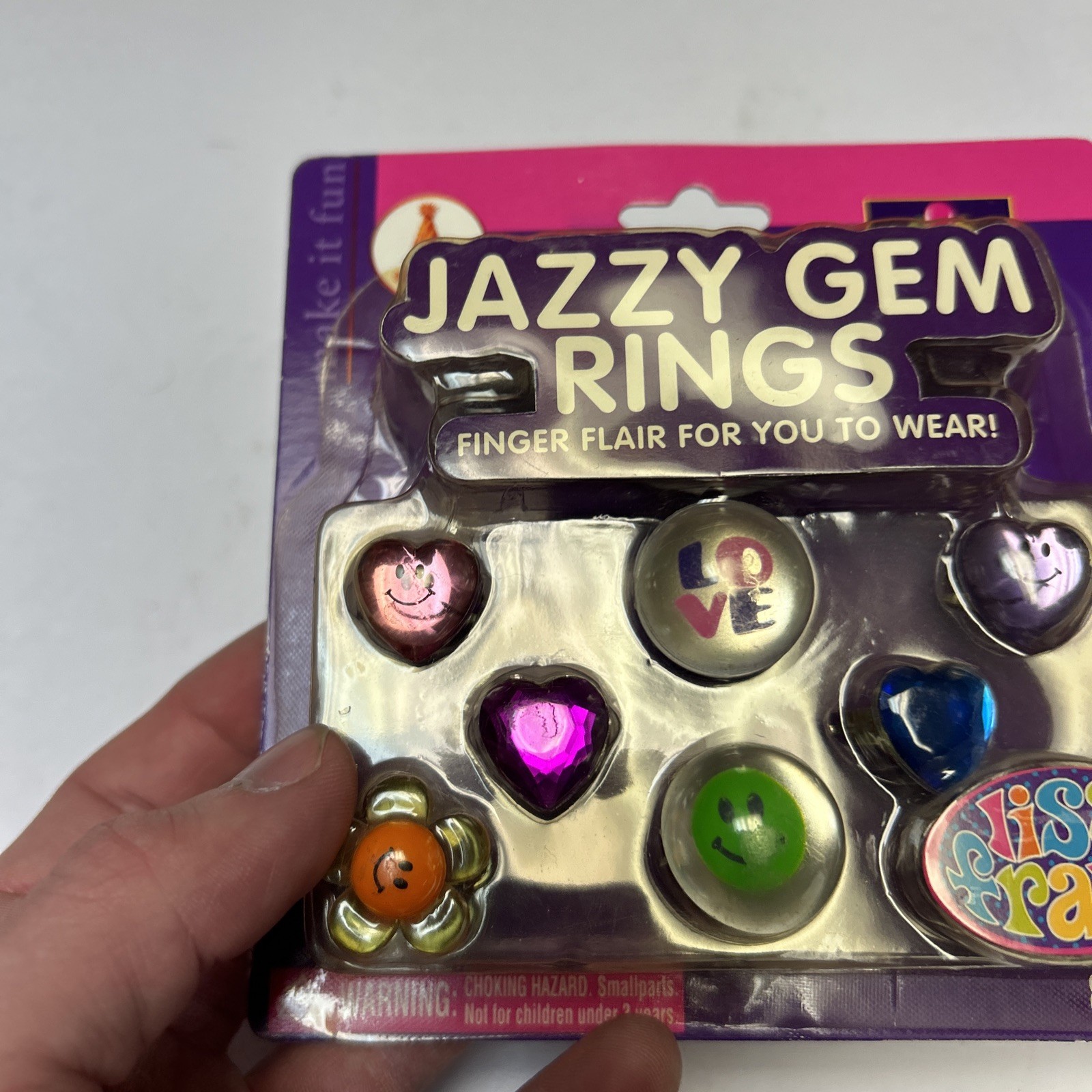 VTG Lisa Frank Party Favor NEW SEALED Valentines 8 Jazzy Gem Rings LOVE Hearts