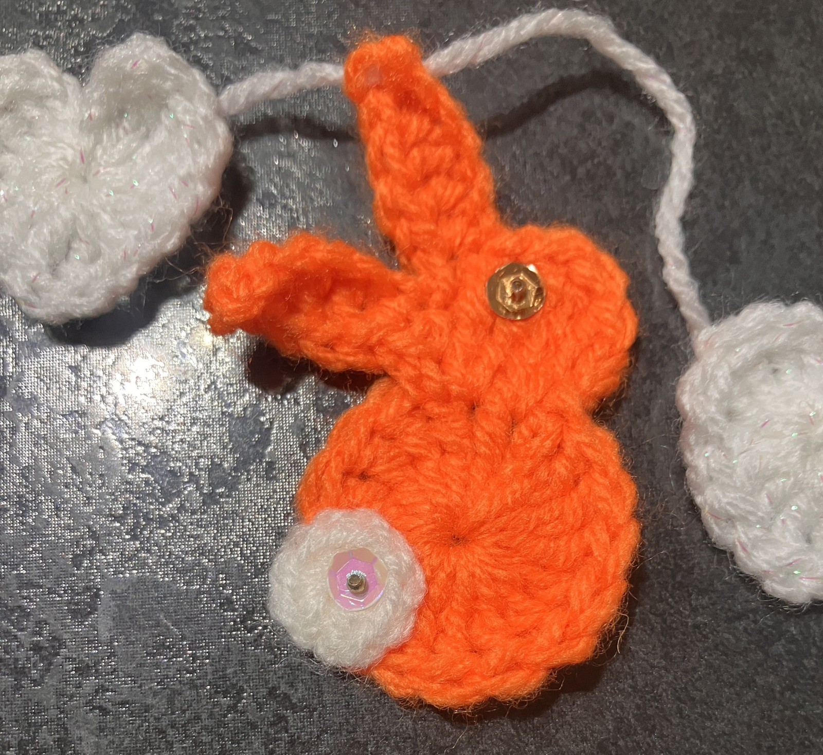 🐰🌈❤️ NEW Rainbow Easter bunny Rabbit heart Hand Crochet bunting window Gift