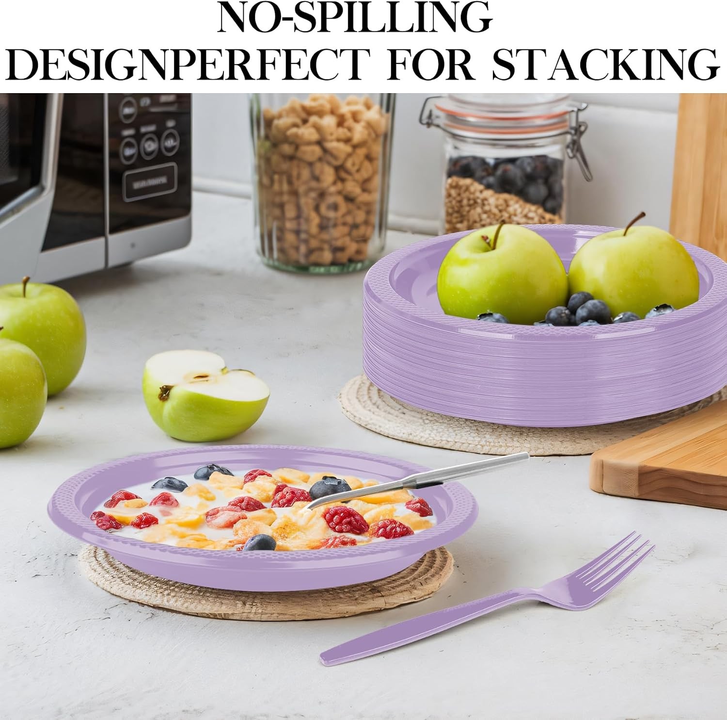 Lavender Plastic Plates for Party,50Pcs 7Inch Disposable Plates,for Baby