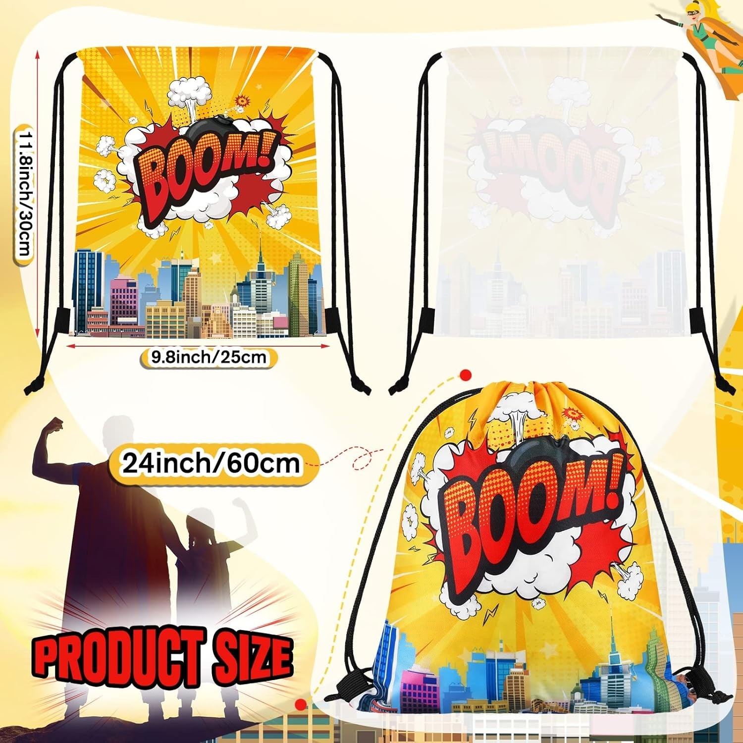 Hero Party Favors Bags Comic Heroes Drawstring Backpacks Goodie Candy Gift Ba…